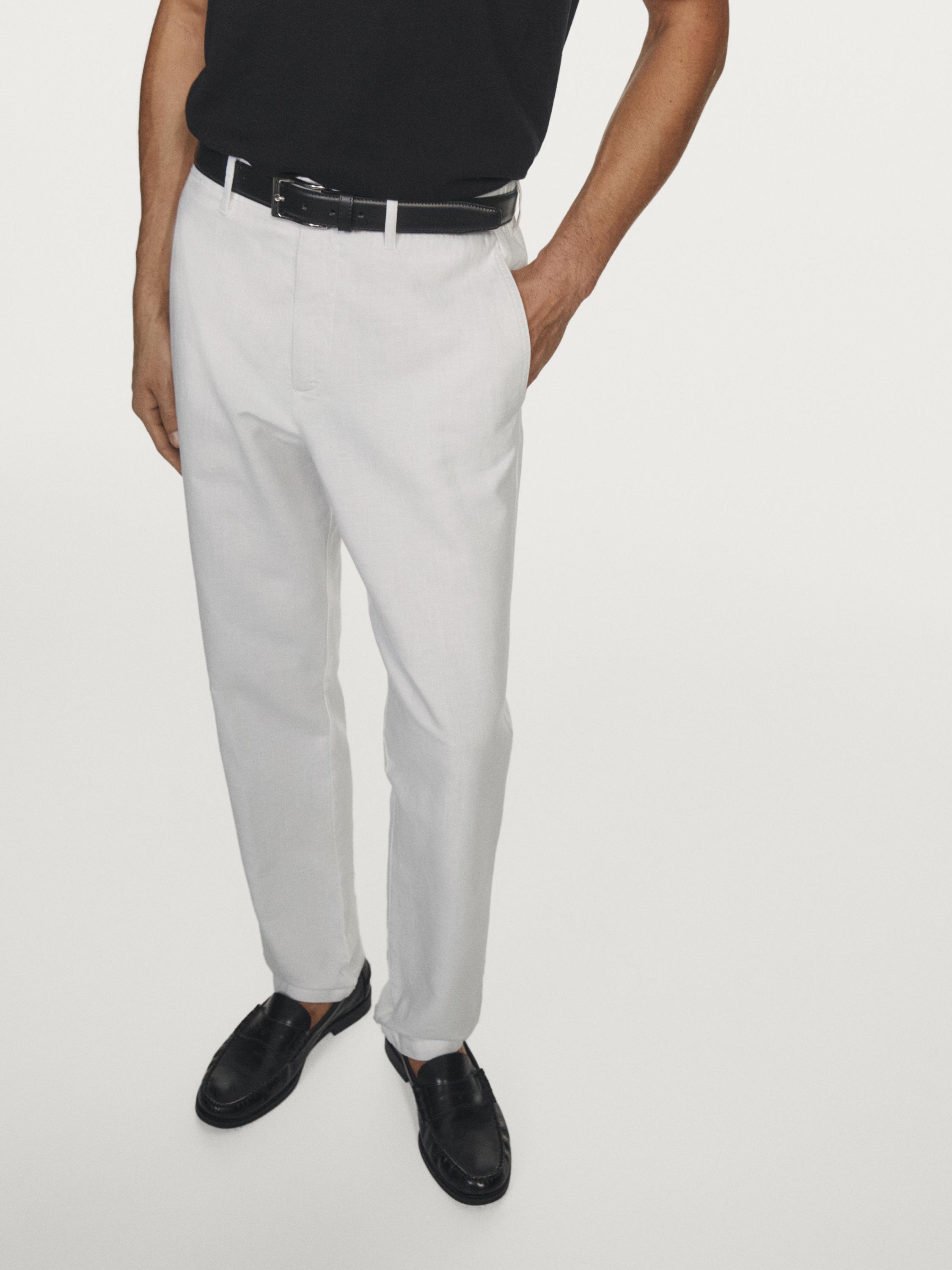 Pantalon tapered fit lin